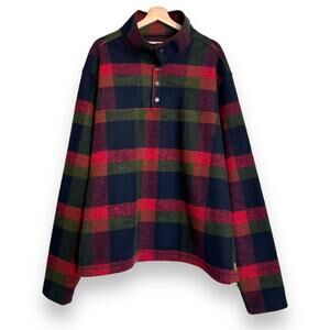 John Wayne Red Blue Green Plaid Quarter Snap Western Pullover Men's Size 2XL